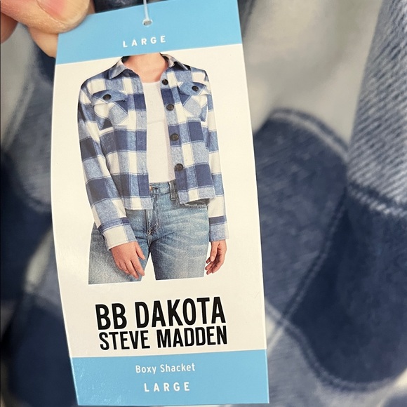 Steve Madden Blue and White Plaid Button Down Shirt - Picture 10 of 11